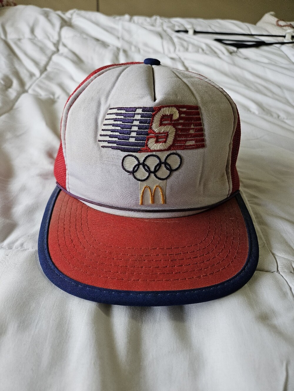 Vintage 1984 LA Olympics McDonalds USA Mesh Trucker Hat Snapback Cap